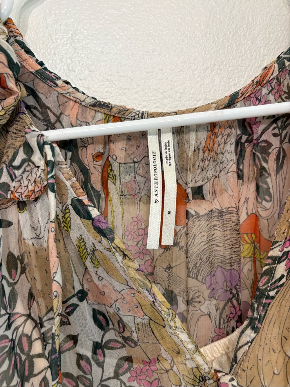 ANTHROPOLOGIE Tiered Maxi Dress in Beige and Pinks - Picture 3 of 4